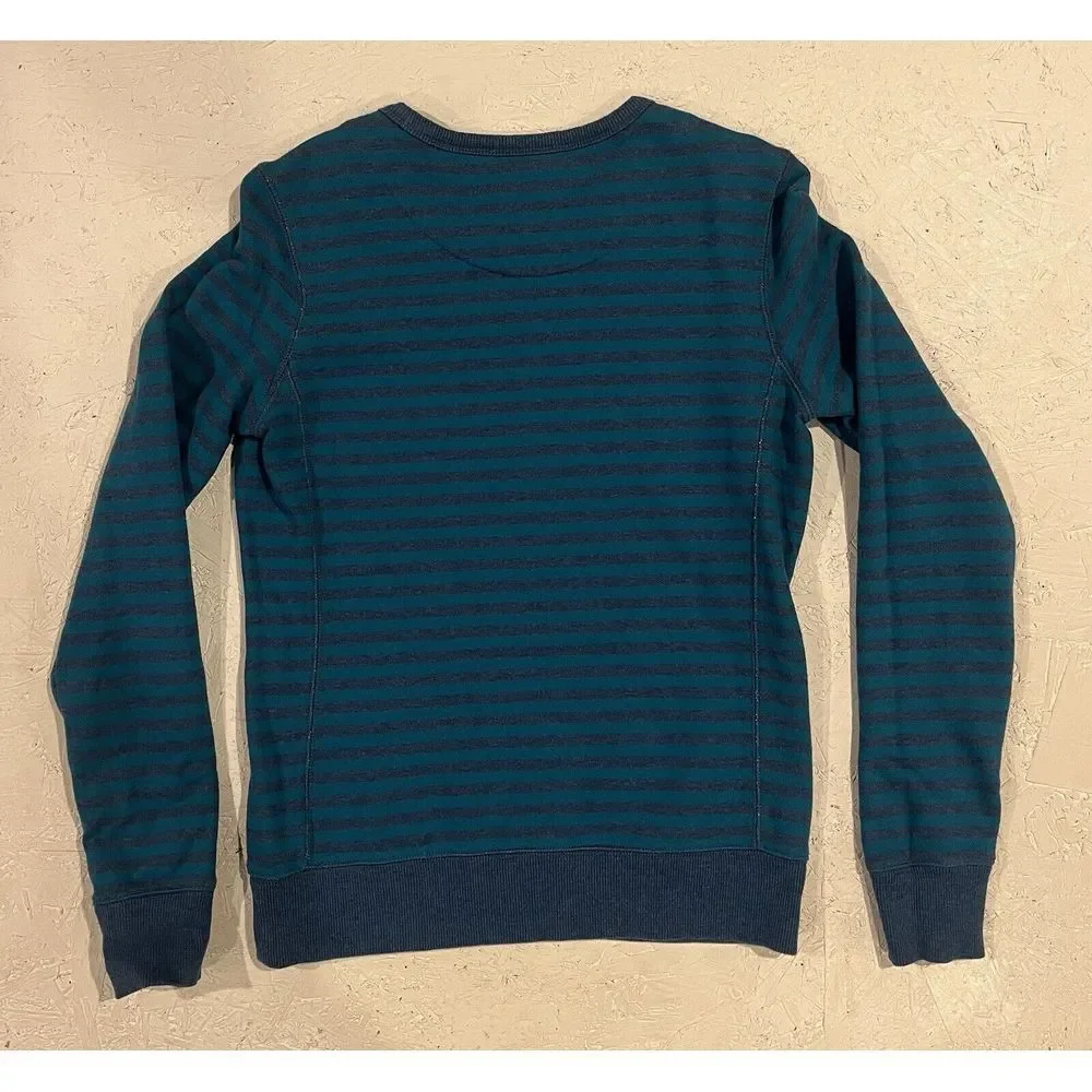 Nike The Athletic Dept Sweatshirt M Retro Stripe Crew Neck Blue Teal Athleisure‎